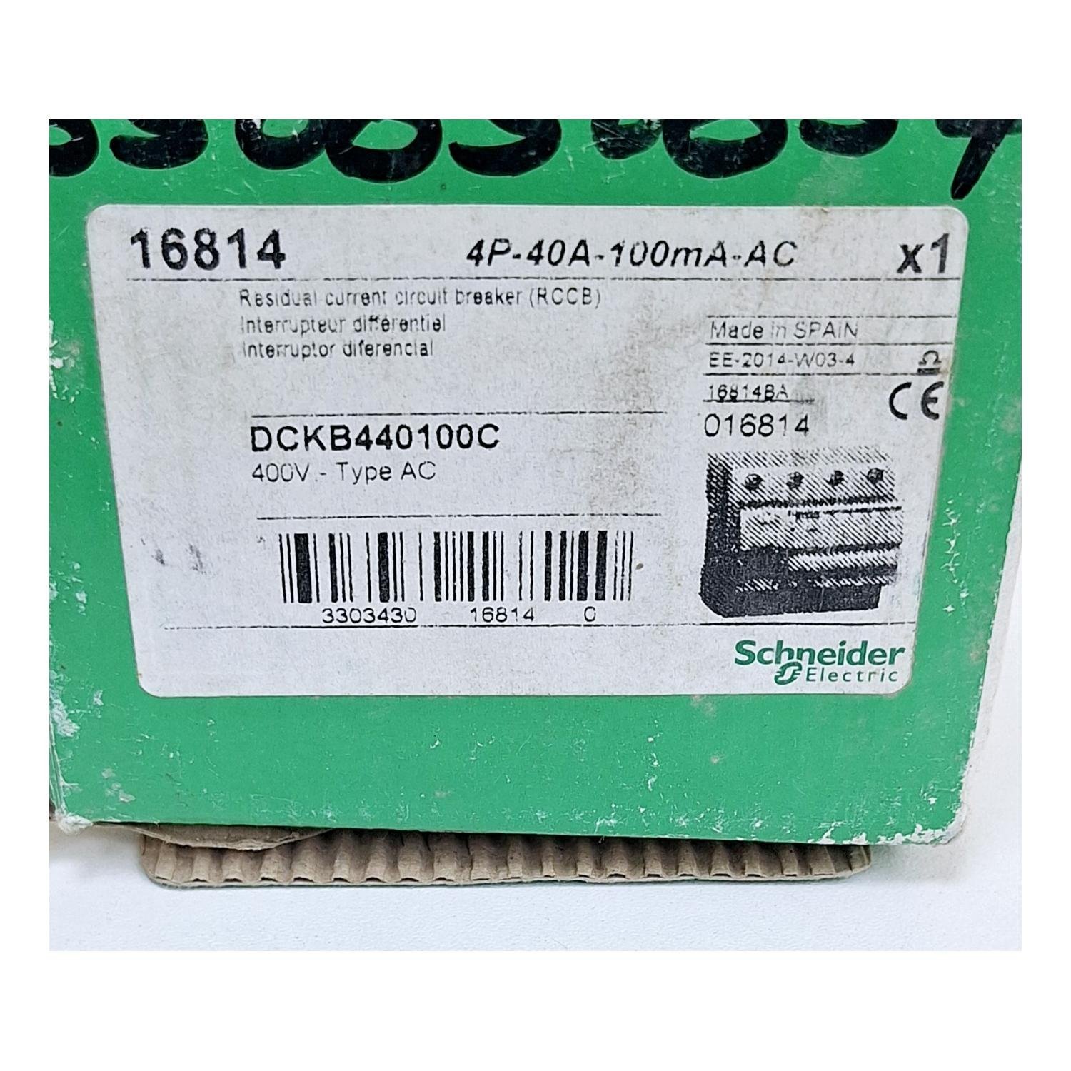 228_Schneider_DCKB440100C__16814_Circuit_Breaker_4P-40A-100mA-AC_400V-Type_AC3